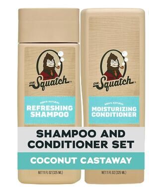 DR SQUATCH | MEN'S SHAMPOO + CONDITIONER BUNDLE | COCONUT CASTAWAY - NEW